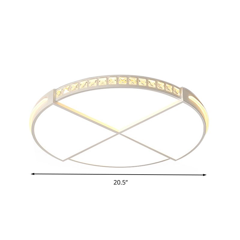 16,5 "/20.5" W LED Flush Mount Lamp Simple Cycle Acrylique Flush Ceiling Light Fixture en blanc pour Bedroom, Warm / White Light