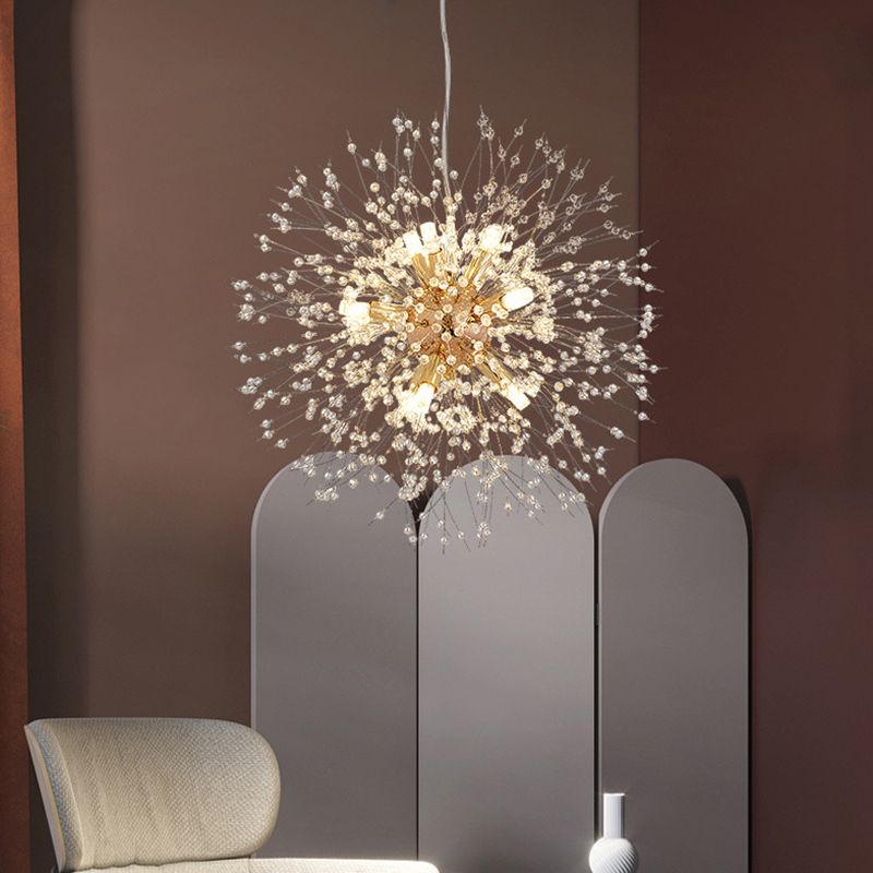 Crystal Dandelion lampadario in stile moderno Multi lampadina lampada sospesa per camera da pranzo camera da letto