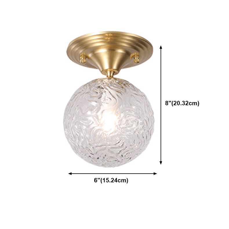 Spherical Glass Semi Flush Ceiling Light Nordic Style Gold Semi Mount Lighting