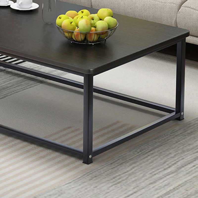 Modern Style Rectangular Wooden Table with Metal Frame Base Coffee Table