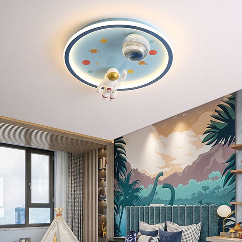 Astronaut LED Ceiling Lamp White Acrylic Flush Mount Light for Children's Room