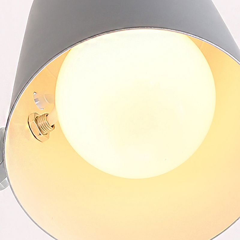 Gray/White/Pink/Yellow/Blue/Green Conical Sconce Light Fixture Minimalist Metal 1 Light Wall Mount Lamp for Bedside