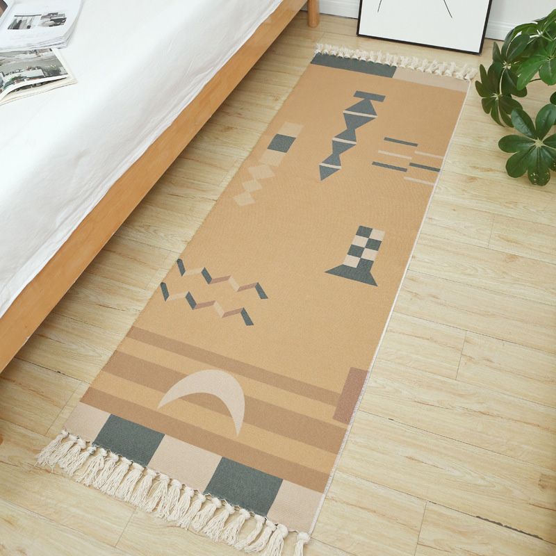 Mehrfarbiger Vintage-Rug-Teppich-Baumwoll-Mischung Stammes gemustertes Fläche Teppich waschbarer fleckresistenter Teppich mit Quasten für Raum