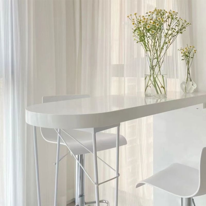 Modern Wooden Bar Dining Table White Bar Height Pub Table with Double Pedestal