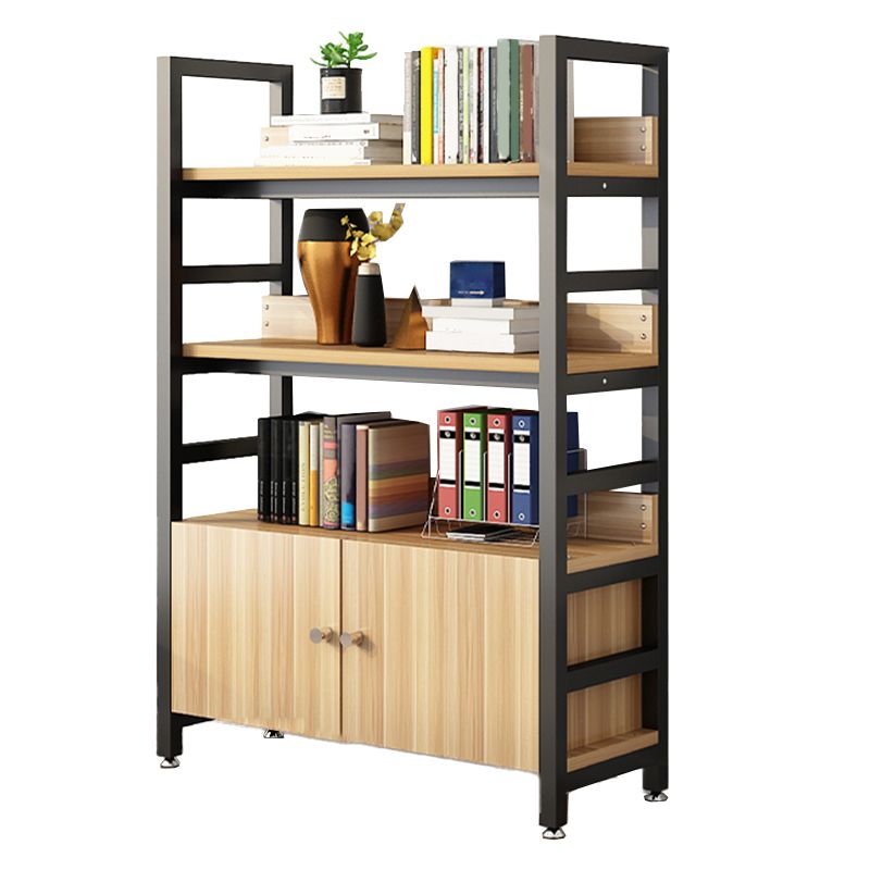 Modern Open Storage Shelf Bookcase with Cabinets for Home Office