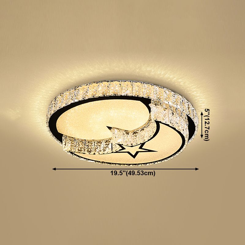 Círculo dormitorio luz de techo cristal LED moderno montaje empotrado lámpara de techo
