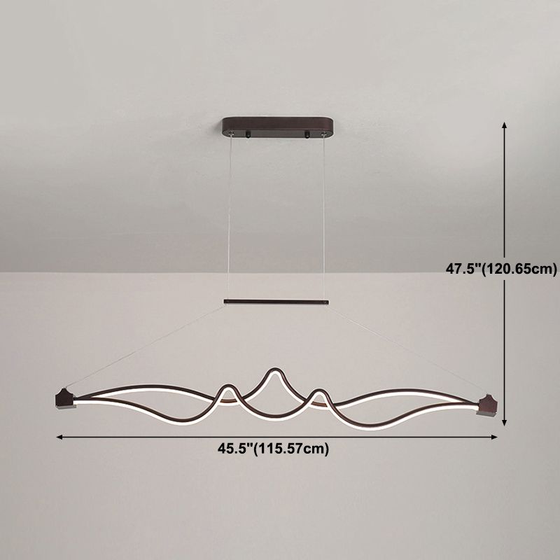 Nordic Aluminum Island Light Linear 2 Lights LED Island Pendant for Dining Room