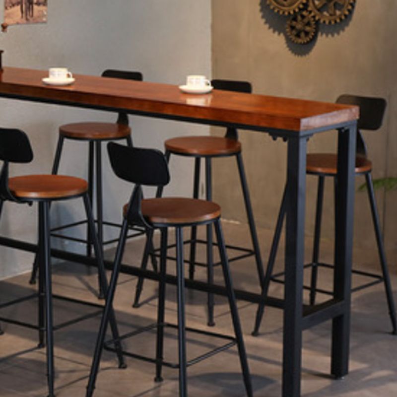 Industrial Bar Table Set 1/7 Pieces Solid Wood Rectangle Counter Table for Indoor