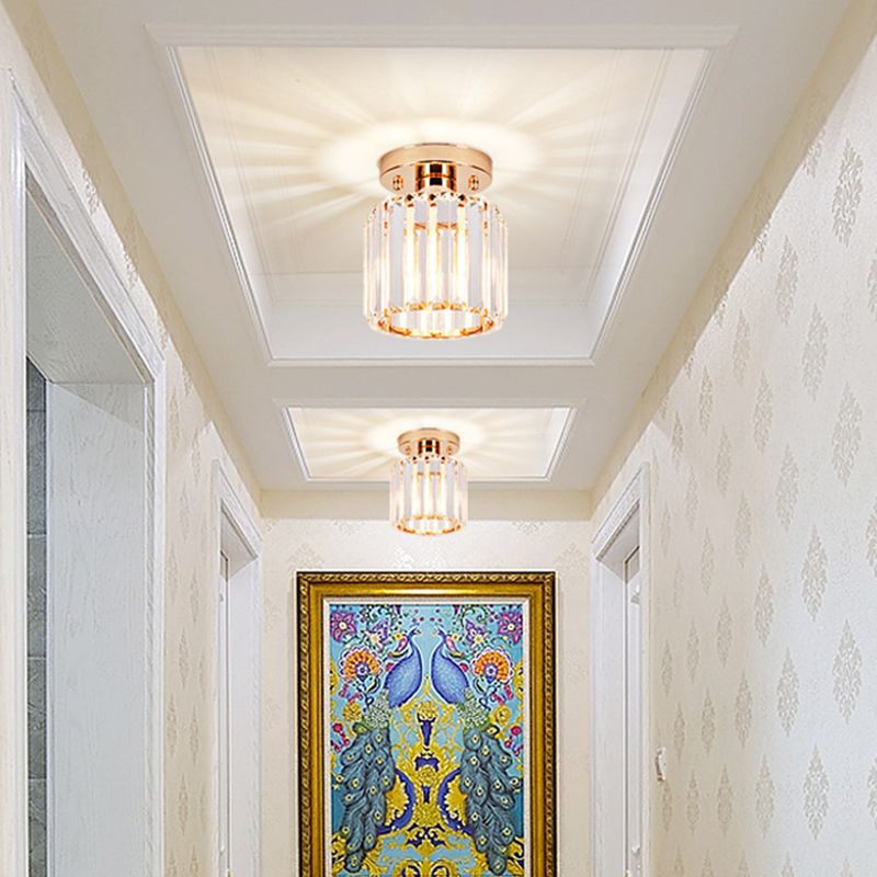 Crystal Geometric Ceiling Mounted Fixture Contemporary Close To Ceiling Lighting Fixture