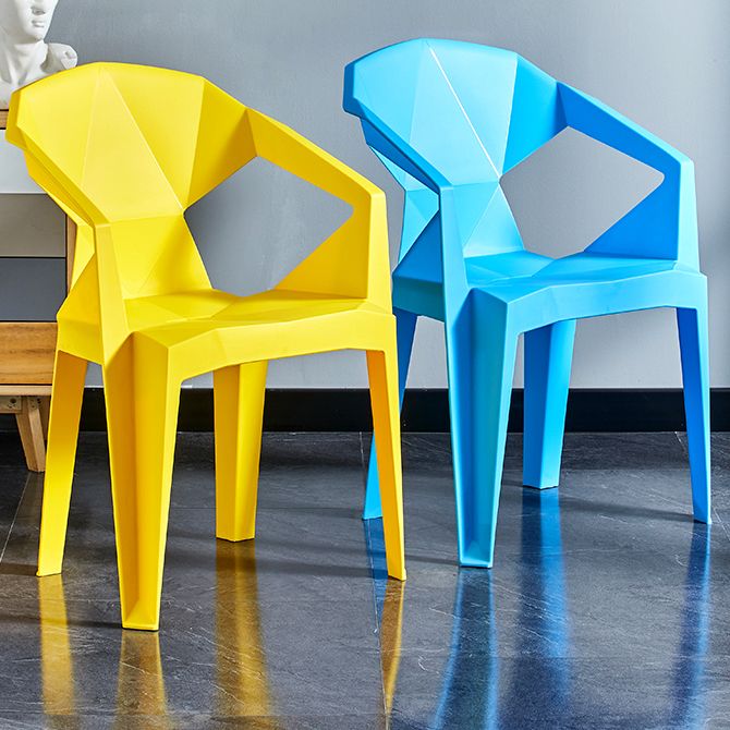 Home Contemporary Arm Chair Solid Back Plastic Stackable Dining Room Chair