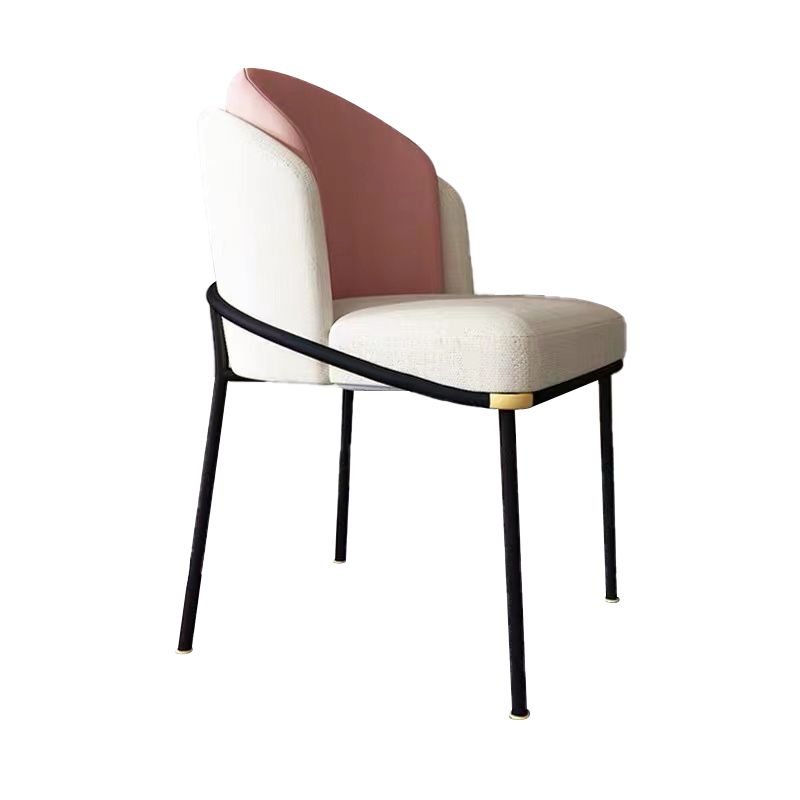 Modern Upholstered Armless Chair Fabric Dining Chair with Metal Base for Restaurant