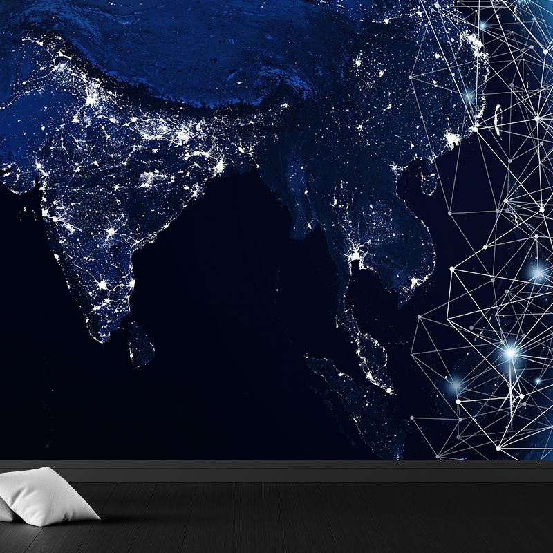 Modern Abstract Mural Decal Dark Color Water Resistant Wall Covering for Bathroom