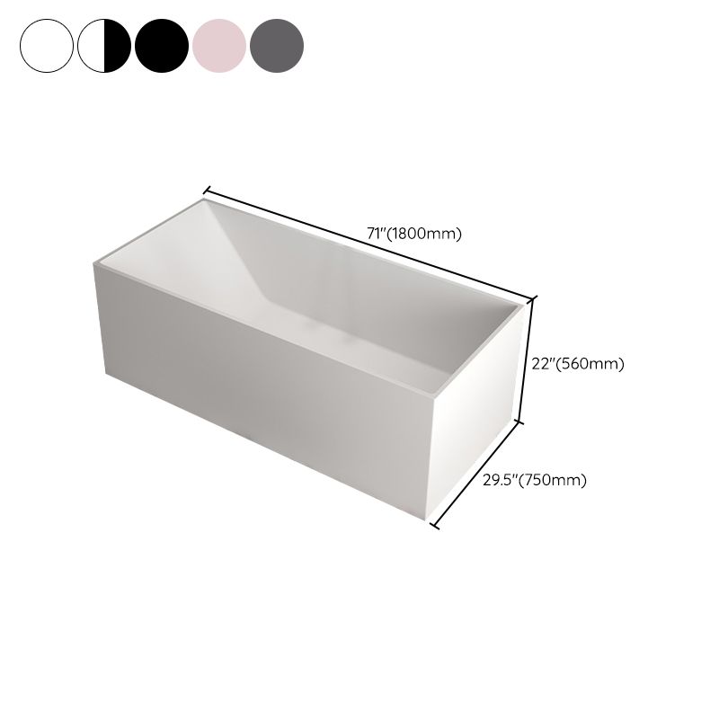 Stand Alone Rectangular Bath Modern Acrylic Soaking Back to Wall Bathtub