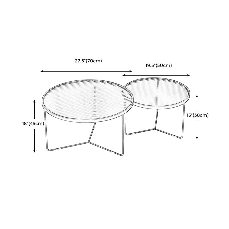 Modern Style Metal Frame Base Design Glass Round Table Top Coffee Table