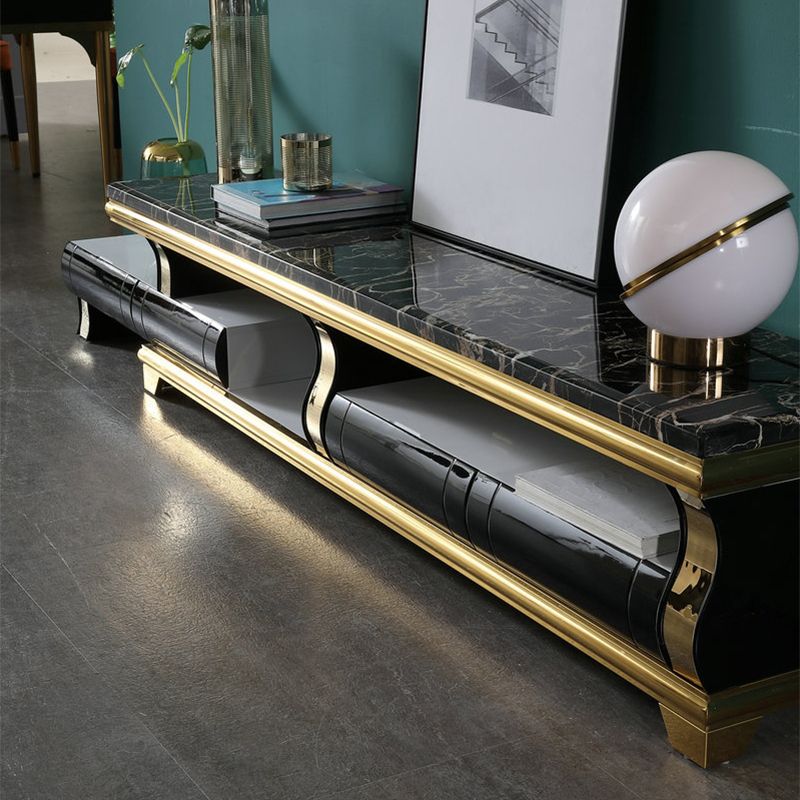 Marble Coffee or End Table with Storage Drawers Rectangle Block