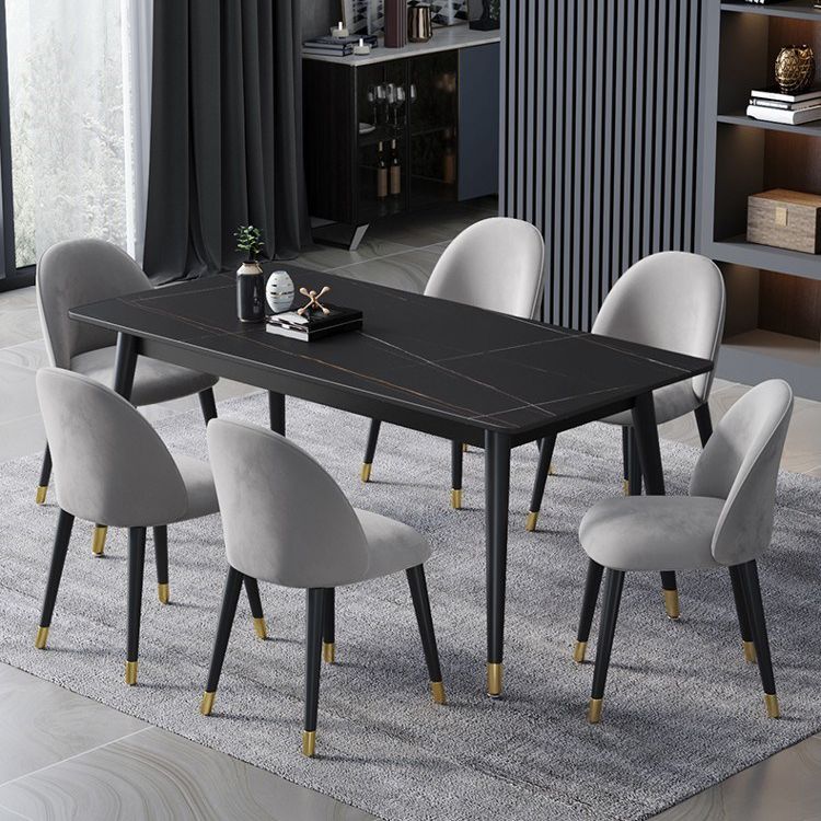 Mesa de comedor de piedra rectangular glamorosa mesa de acabado mate con 4 patas