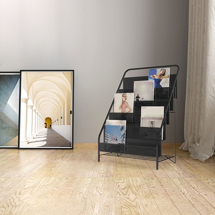 Contemporary Style Ladder Bookcase Metal Closed Back Bookshelf