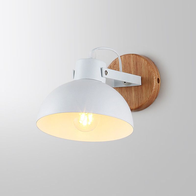 Dome Shape Wall Lighting Modern Style Metal 2 Lights Sconce Lamp in Black/White