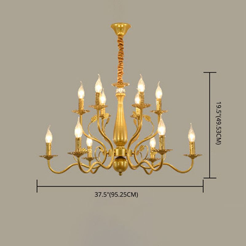 Curved Arm Metal Chandelier Light Fixtures Traditional Living Room Suspended Lighting Fixture