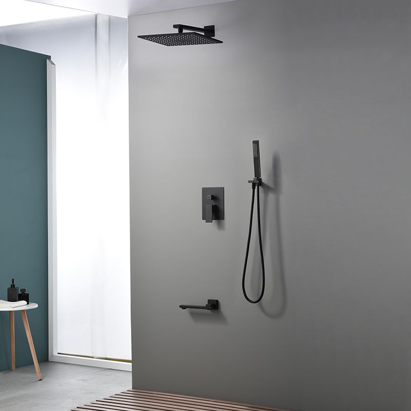 Modern Shower Faucet Brass Square Adjustable Shower Head Wall Mounted Shower Set