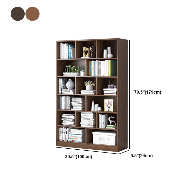 Modern Standard Book Shelf 70.47" H Closed Back Wooden Case in Matte Finish