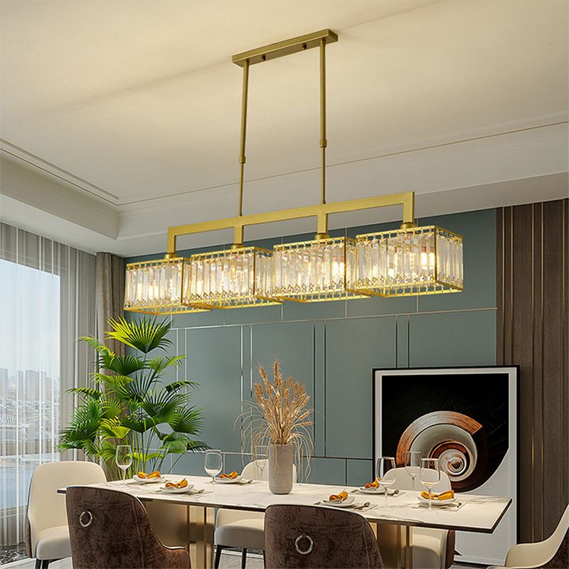 Modern Black/Golden Kitchen Island Lighting Rectangle Pendant Ceiling Lights