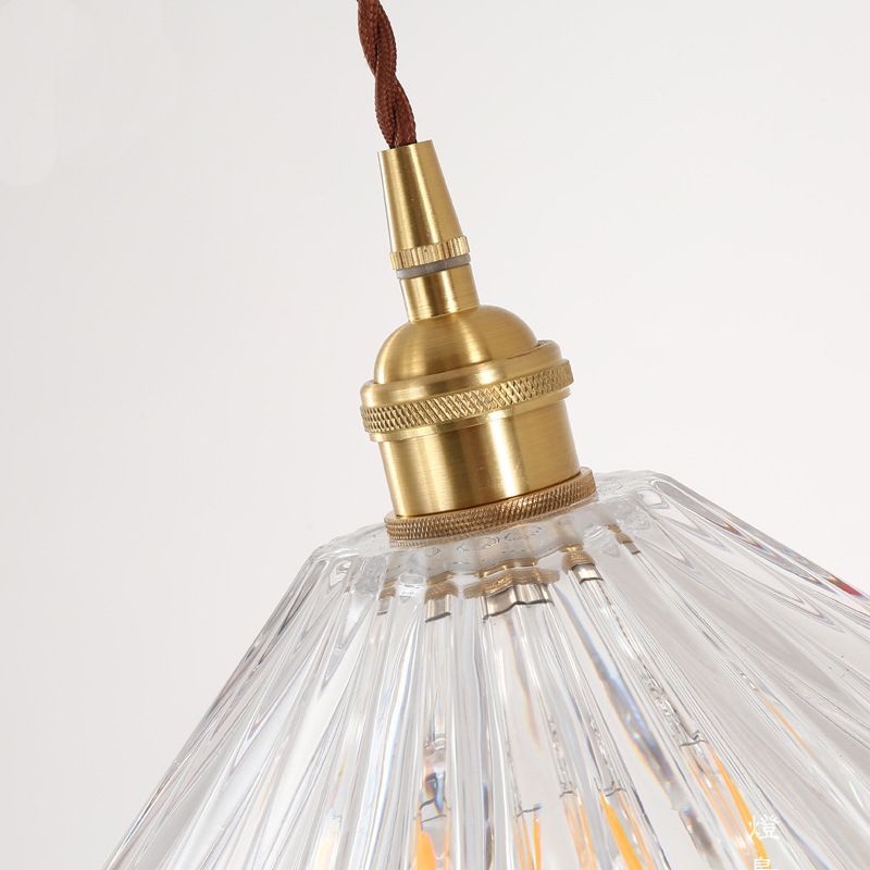 Tapered Hanging Light Fixture Simplicity Style Glass Brass Pendant Lighting Fixture
