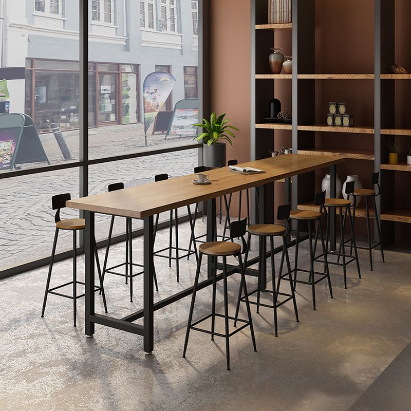 Rectangle Wood Top Counter Table Industrial Style Bar Table for Restaurant