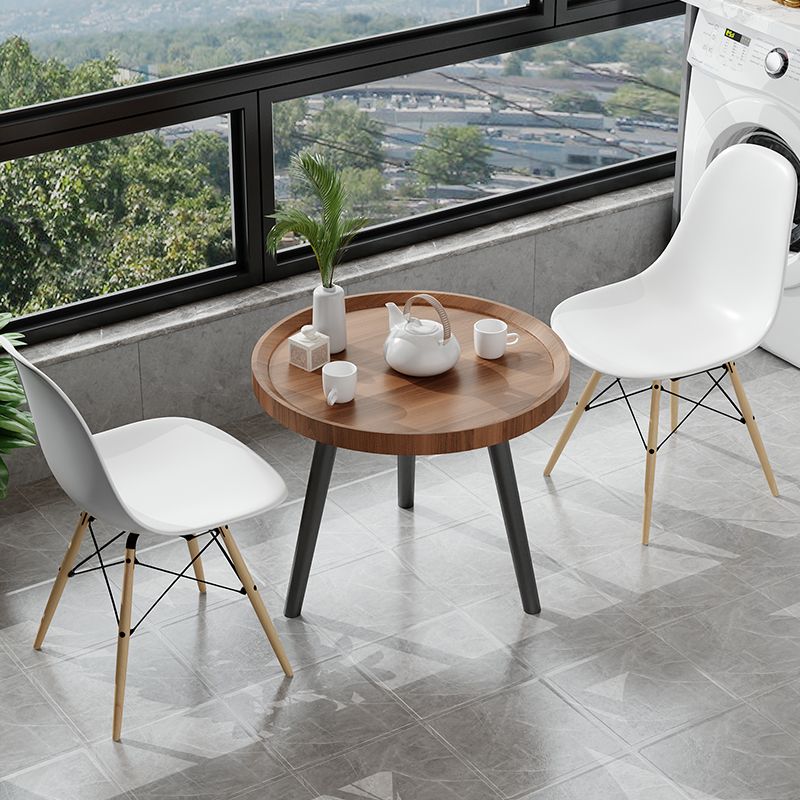 Modern 3 Legs Wooden Coffee Table Round Top Shape Cocktail Table for Living Room