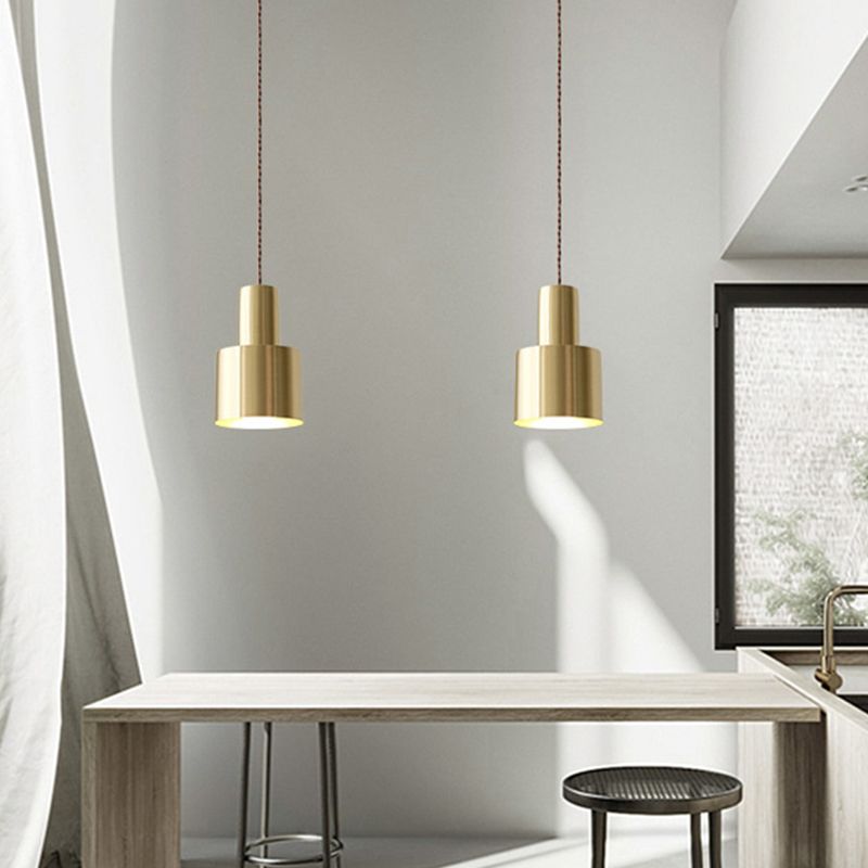 Gold Grenade Shaped Suspension Lighting Minimalist Single Metallic Pendant Ceiling Light for Living Room