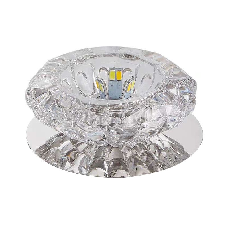 Clear Crystal Floral Ceiling Mounted Fixture Modernity LED Chrome Flush Light for Porch