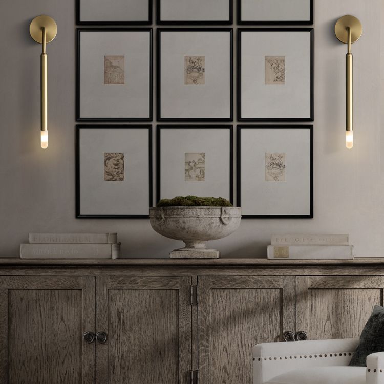 Linear Shade Metal Wall Sconce Modern Style 1 Light Wall Mount Light Fixture in Brass