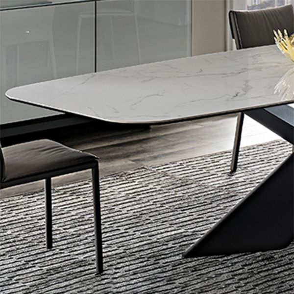 Sintered Stone Tisch für den industriellen Esstisch des Restaurants mit schwarzer Sockelbasis