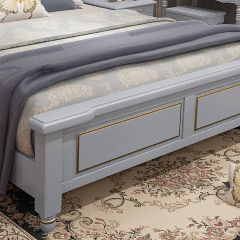 84.65 inch Wide Rustic Bed Frame Pine Wood Standard Bed with Headboard