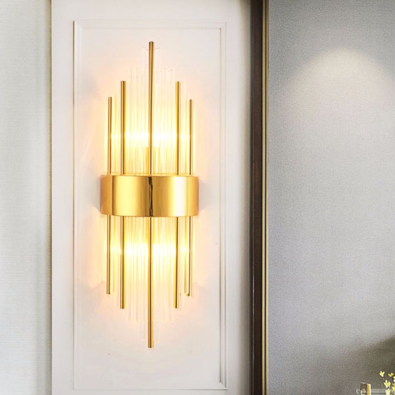 Crystal Geometric Shape Wall Sconce Modern Style 2 Lights Wall Light Fixture in Gold