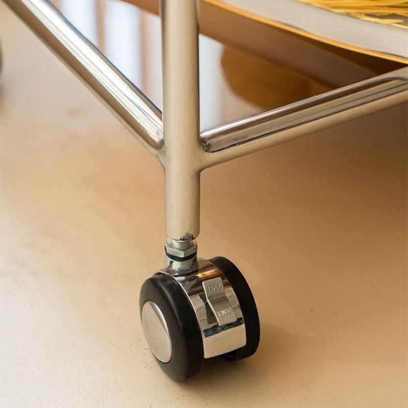 22.44" Tall 4 Legs Side Table with Shelves Modern Metal End Table Stand