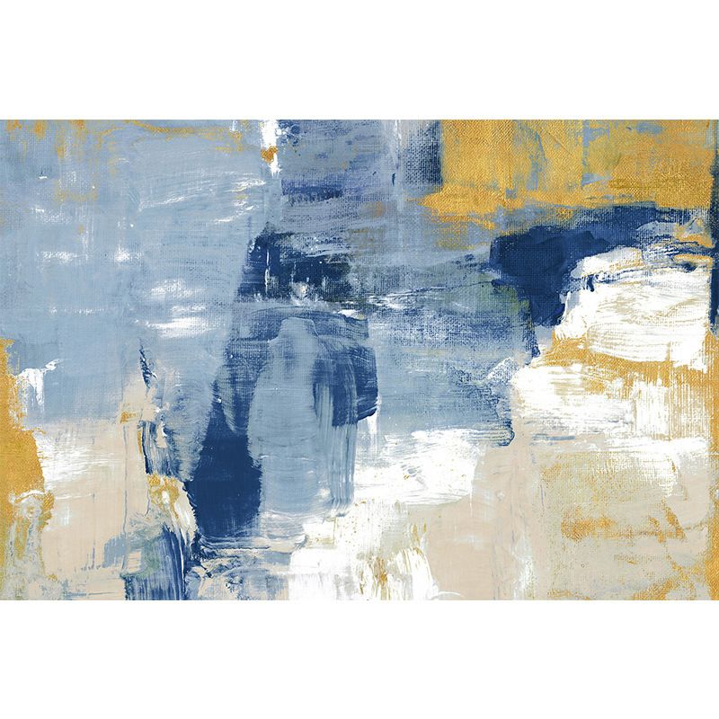 Original Watercolors Wall Mural Decal for Coffee Shop, Blue and Yellow, Made to Measure