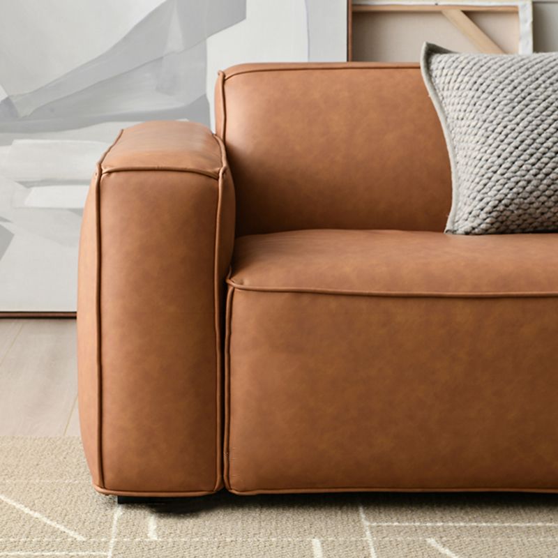 25.6" H Contemporary Faux Leather Square Arm Sofa for Living Room