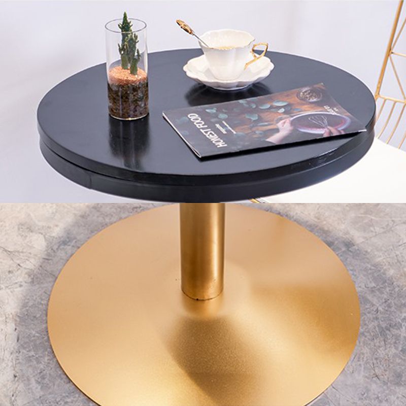 Industrial Style Black Iron Bar Table Wood Round Top Bistro Table with Pedestal