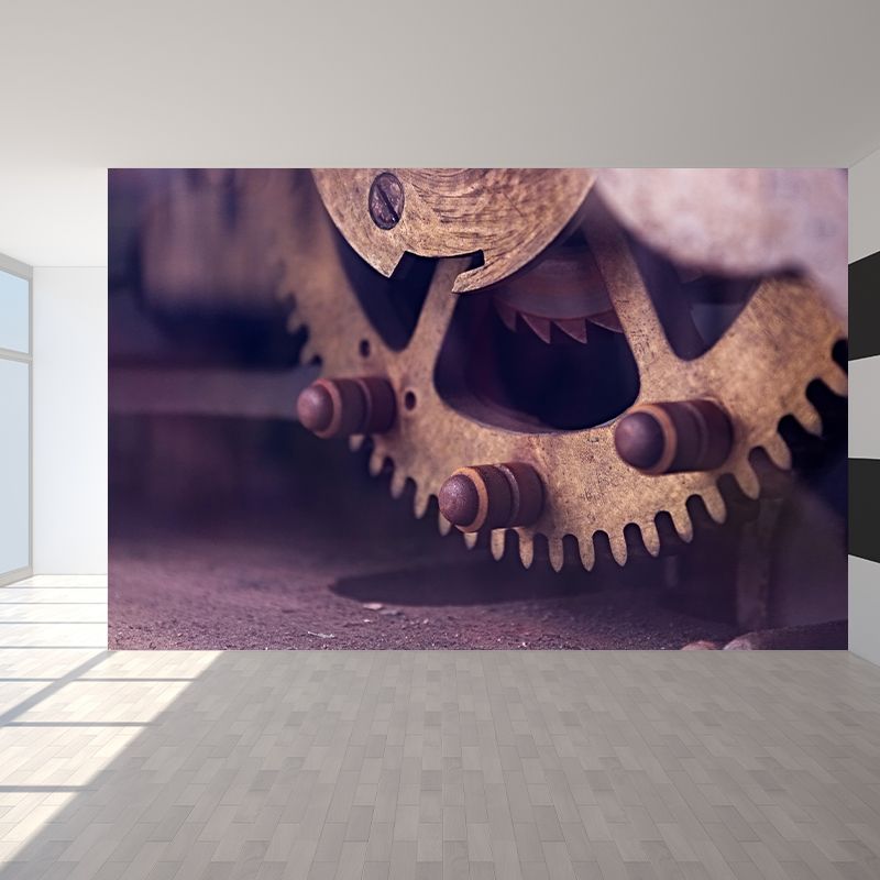 Metal Gear Wall Mural Wallpaper Mildew Resistant Wall Covering for Decoration