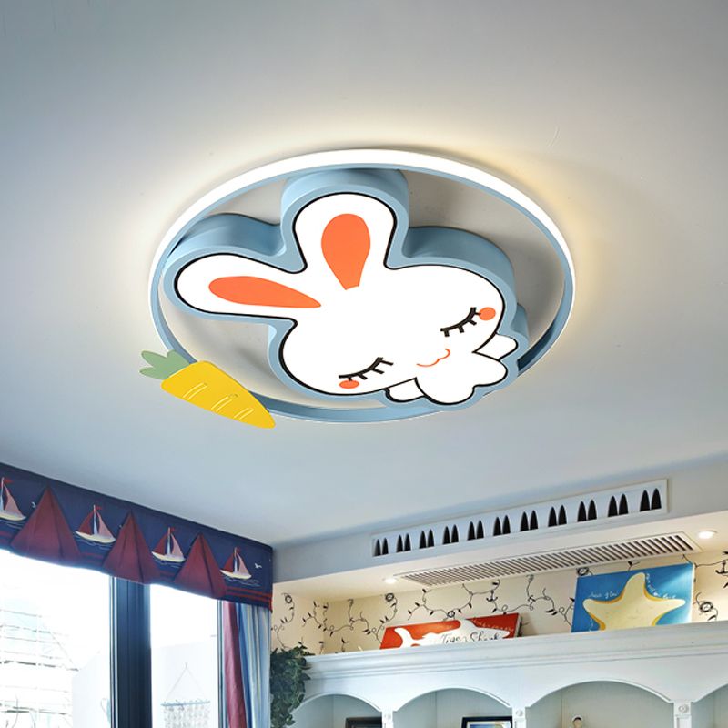 Ours/lapin encastré lumière dessin animé acrylique enfants chambre LED éclairage de plafond en rose/bleu