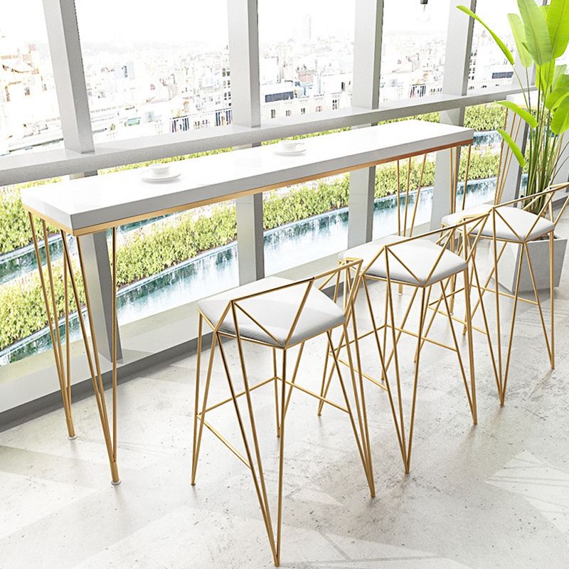 Glam Bar-height Table Solid Wood Top Pub Table for Dining Room