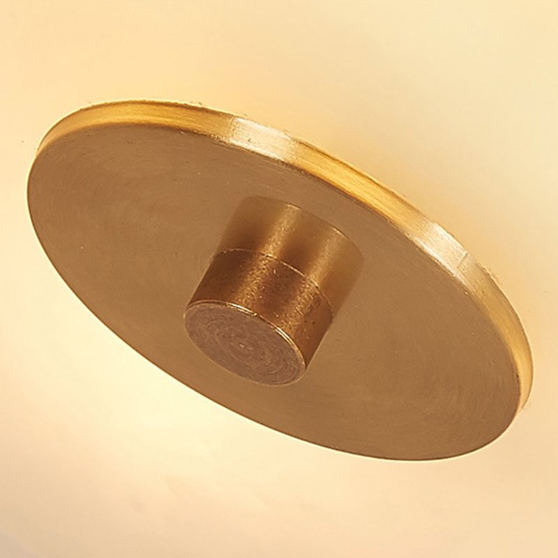 Plafonnier circulaire doré de style artistique colonial, plafonnier d'intérieur en cuivre avec abat-jour en verre