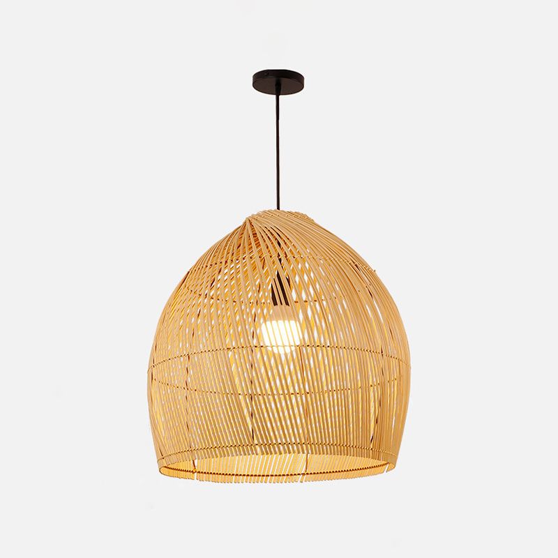 1 Light Hanging Lights Modern Style Bamboo Hanging Lighting for Living Room