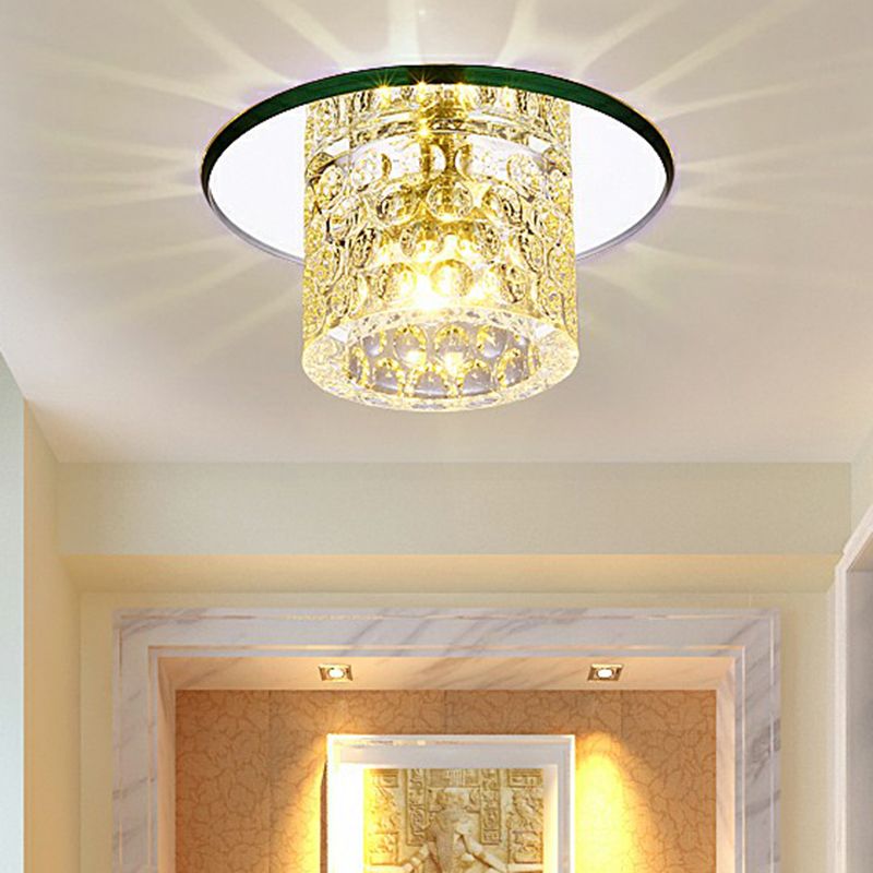 Cilindro LED Flush Soffitto Luce Fissaggio Semplicità Cristallo Cristallo Chiaro Flush Light per Corridore
