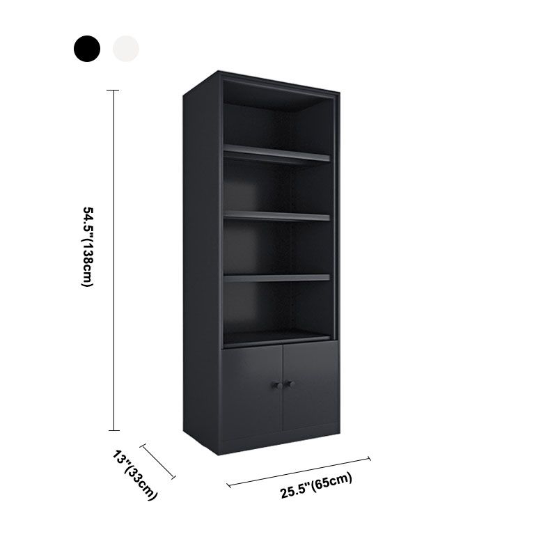 Modern Closed Storage Bookcase Black/White Metal Bookshelf with Shelves