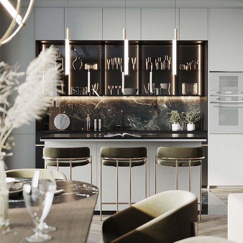 Glam Bar Stool Backrest Upholstered Counter Stool for Bristol