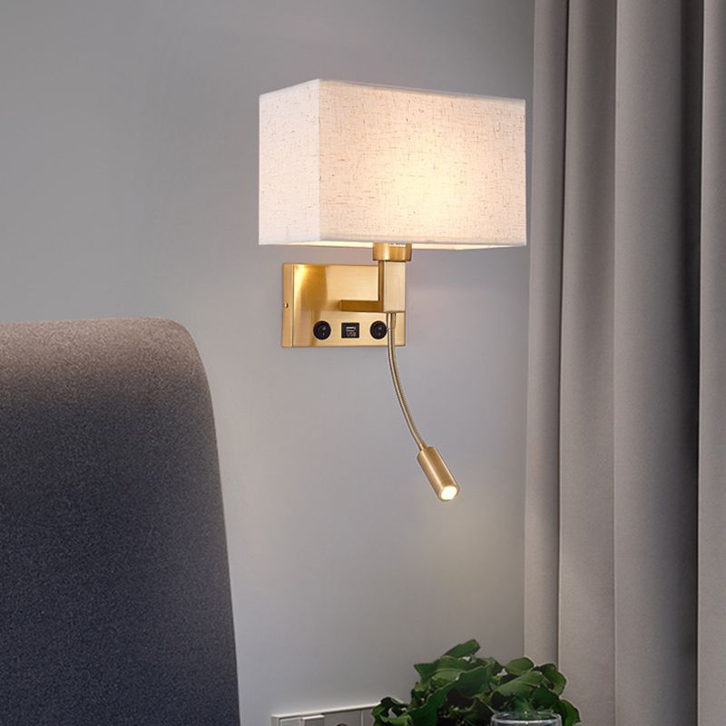 Modern Rectangular Wall Mount Lamp Fabric 2 Lights Wall Light Fixture