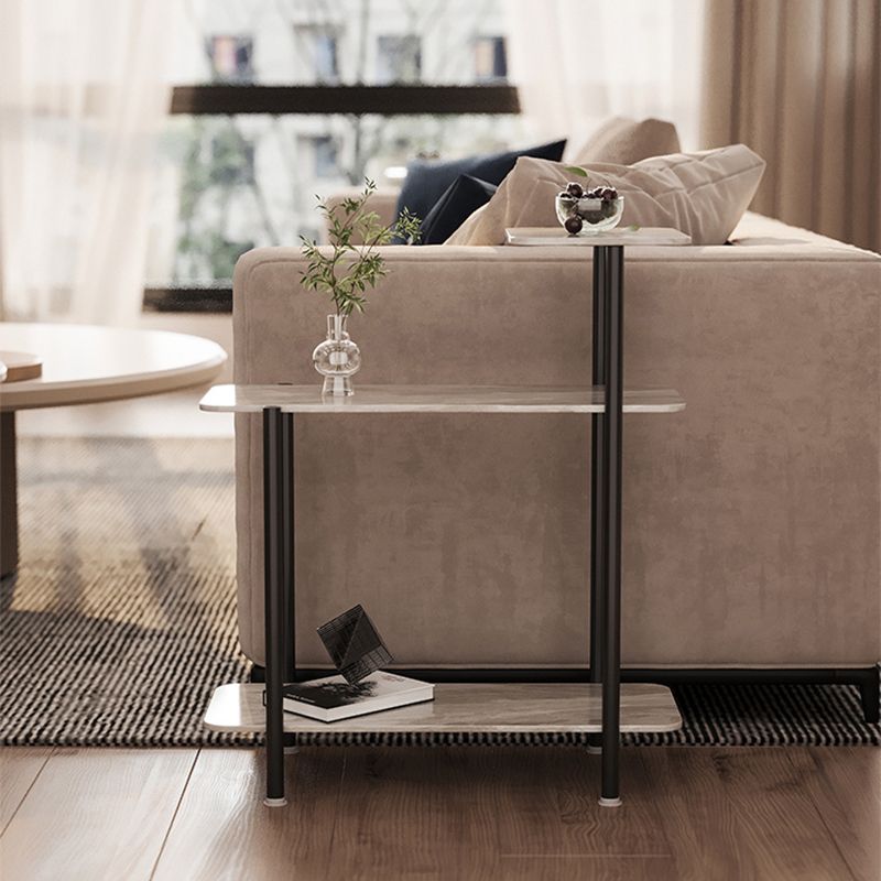 Contemporary Rectangular Side Table Slate Top 4 Legs End Table