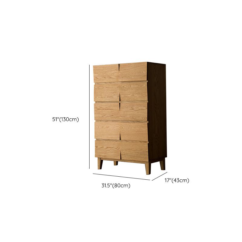 Modern Natural Cabinet with Drawers Solid Wood 16.9" D Chest